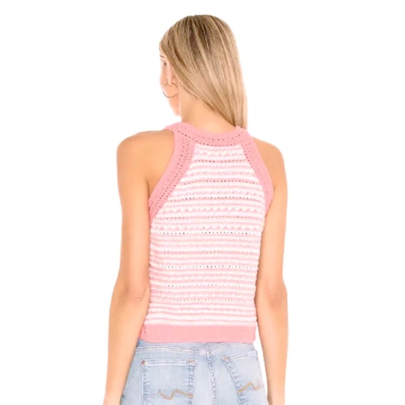BCBGeneration Halter Crochet Knit Tank Top Coral Pink Small - Picture 2 of 8